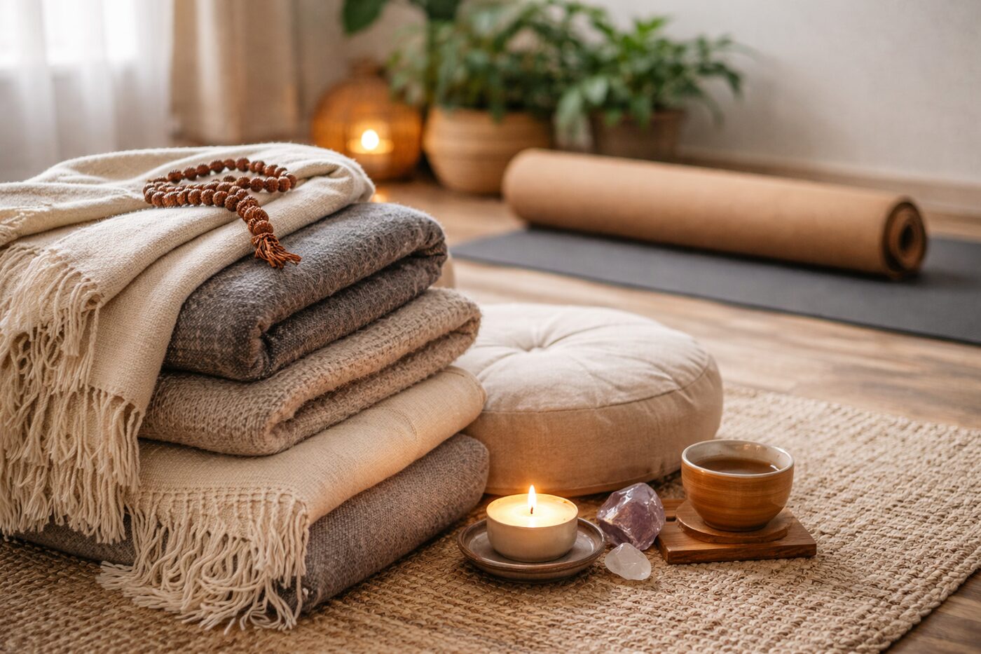 Decken & Meditationsschals: Wohlfühlatmosphäre für Yoga und Meditation
